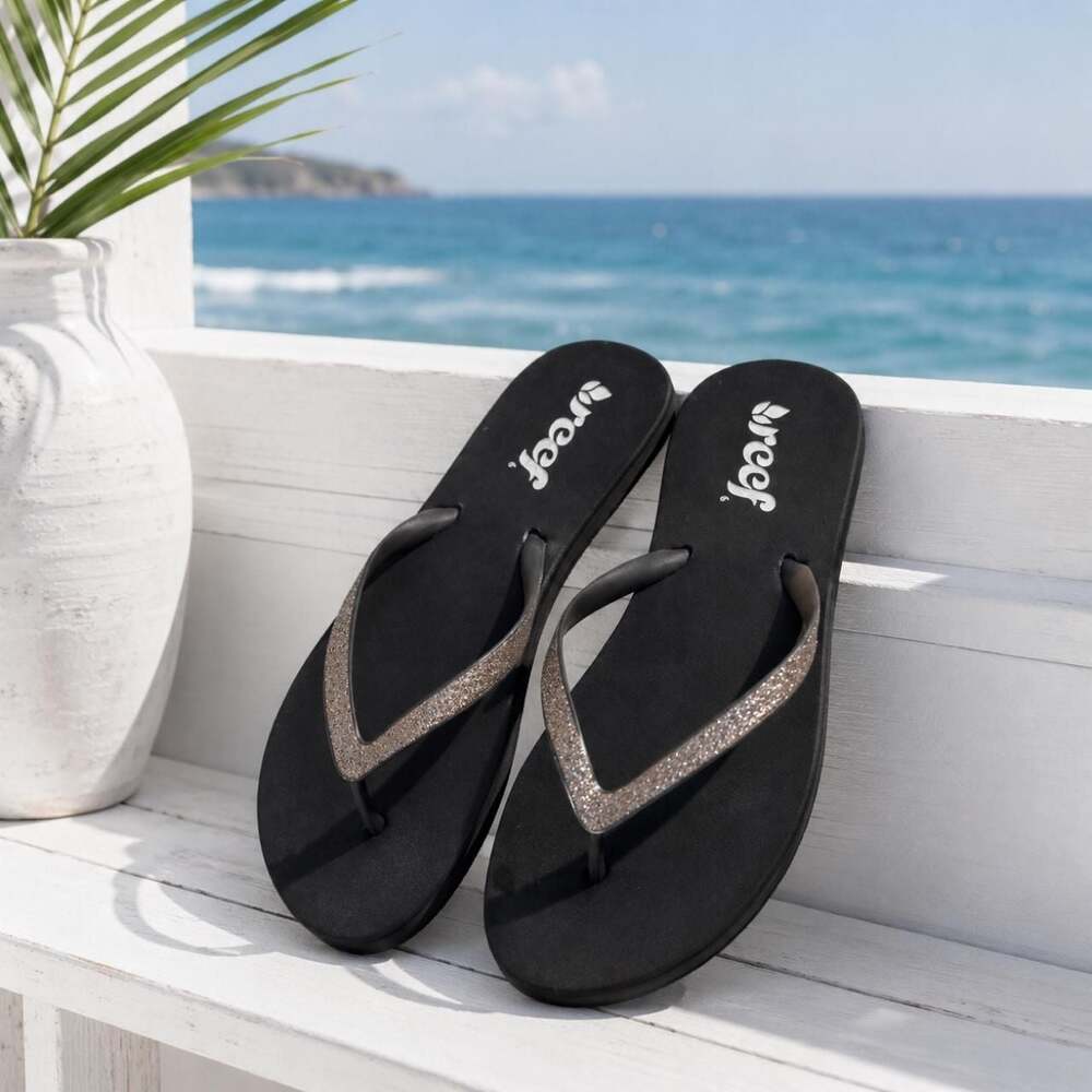 Reef Brown Glitter Flip Flop Sandals Size 6
